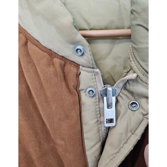Vintage Puffer Coat Mens Sz Large Tan Brown 80s Utility Farm Ranch Western Warm - Picture 8 of 12